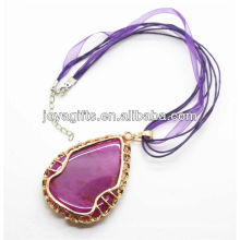 natural Rose agate stone pendant necklace jewelry